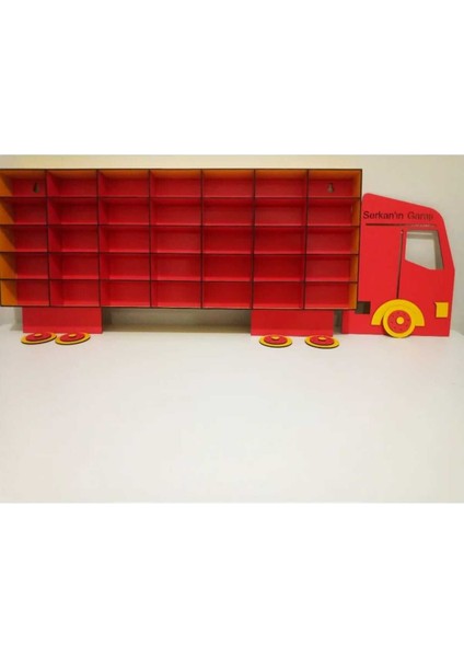35'li Kamyon Temalı Oyuncak Araba Rafı Garajı (Hotwheels ve Matcbox Arabaları Için Uygundur)