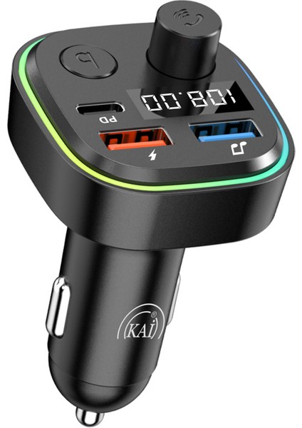 Bluetooth Araç Kiti Araç Fm Transmitter USB Type-C Mp3 Flash Için Uygun Pd