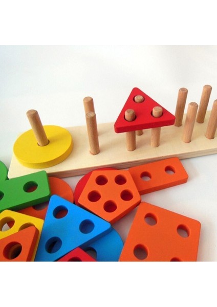 Koordinasyon+Ksilofon+5'li Geometrik Ahşap Oyuncak Set