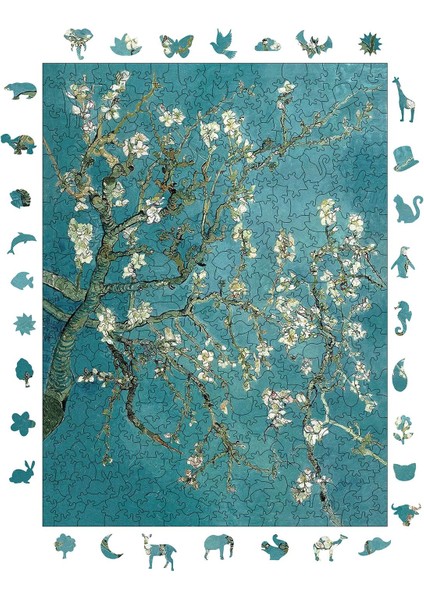 Van Gogh Badem Ağacı Ahşap Puzzle Yetişkin Benzersiz Parçalı Yapboz Puzzle Yapıştırıcılı R1-03