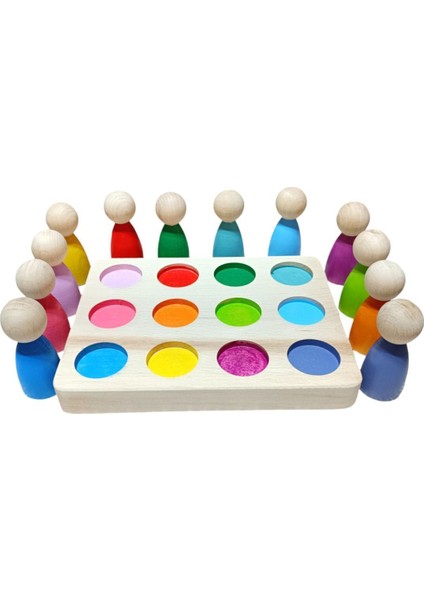 Waldorf Peg Bebek ve Tabla Eşleştirme 12 Li Insan Figürleri
