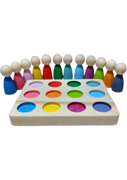 Waldorf Peg Bebek ve Tabla Eşleştirme 12 Li Insan Figürleri