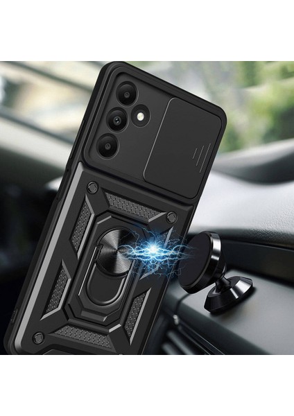 Samsung Galaxy A15 Kılıf Magnetik Standlı Kamera Korumalı Zore Sürgülü Vega Kapak