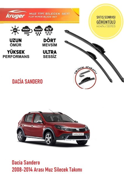 Dacia Sandero 2013 Model Muz Silecek Takımı Araca Özel Aparat