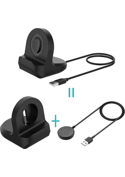 Samsung Galaxy Watch 4 Uyumlu USB Şarj Kablosu + Silikon Şarj Standı Tutucu
