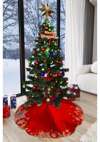 Kırmızı Yılbaşı Çam Ağacı Altı Örtüsü 68X68CM AO02