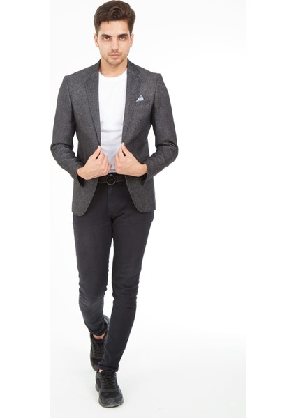 5132 Dar Kalıp Yarım Astarlı Lacivert Erkek Blazer Ceket fiyatları