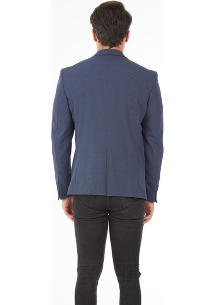5121 Dar Kalıp Örme Kumaş Lacivert Erkek Blazer Ceket fırsatları