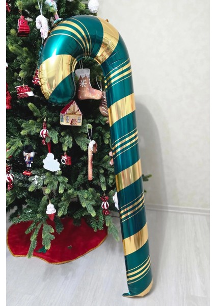 Büyük Baston Folyo Balon Yılbaşı Folyo Balon Süsü modelleri