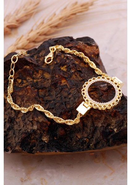 Çeyrek Çerçeveli Halat Zincir Altın Kaplama Gümüş Bileklik 4720 fiyatları