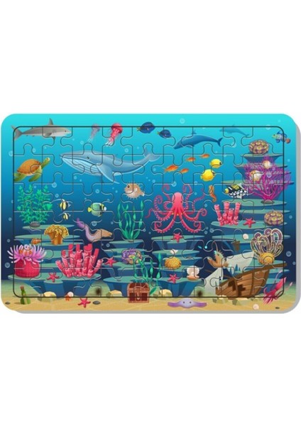 Deniz Canlıları 54 Parça Çocuklar Için Ahşap Puzzle