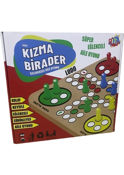 Ahşap Kızma Birader Oyunu, 2-4 Kişi, 5+ Yaş, Türkçe Eğlence Seti