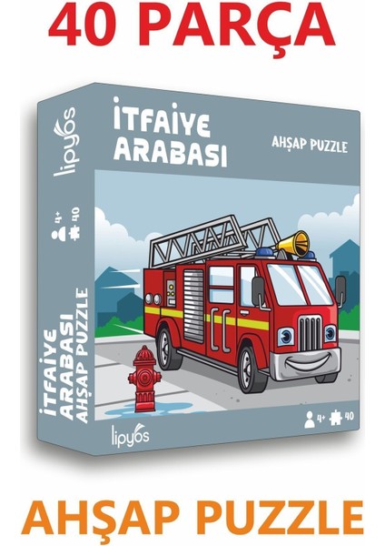 Renkli 40 Parça Mini Ahşap İtfaiye Arabası Puzzle, Eğitici ve Eğlenceli Oyuncak fiyatları