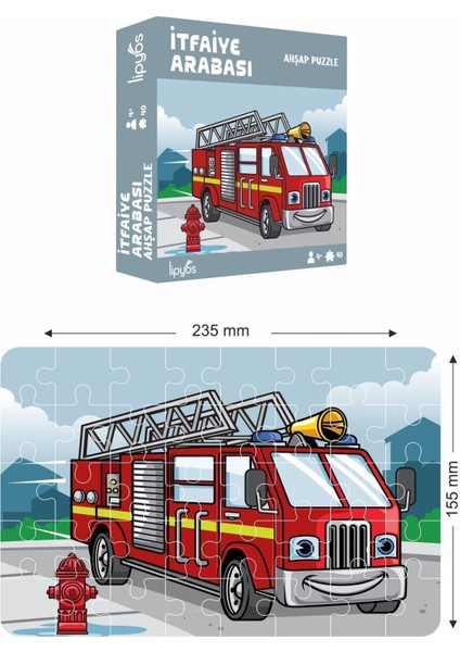 Renkli 40 Parça Mini Ahşap İtfaiye Arabası Puzzle, Eğitici ve Eğlenceli Oyuncak modelleri