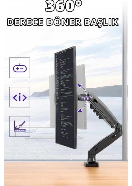 23.6''inç LCD LED Monitör Masa Üstü Full Hareketli Askı Aparatı