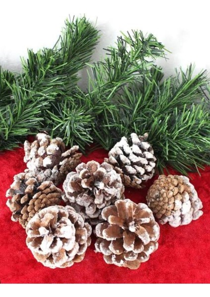Yılbaşı Naturel Karlı Kozalak Ağaç Süsü 6 Lı