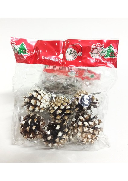 Yılbaşı Naturel Karlı Kozalak Ağaç Süsü 6 Lı fiyatları