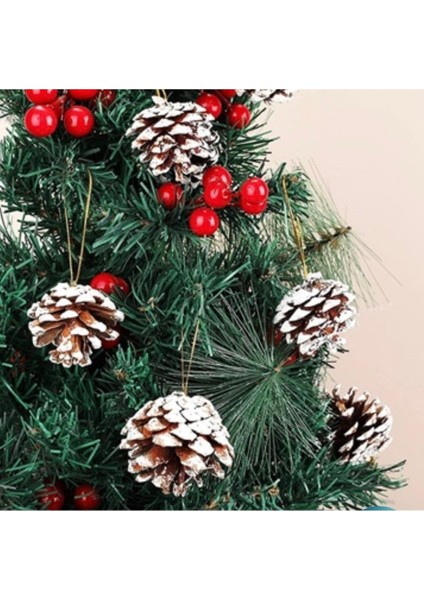 Yılbaşı Naturel Karlı Kozalak Ağaç Süsü 6 Lı modelleri