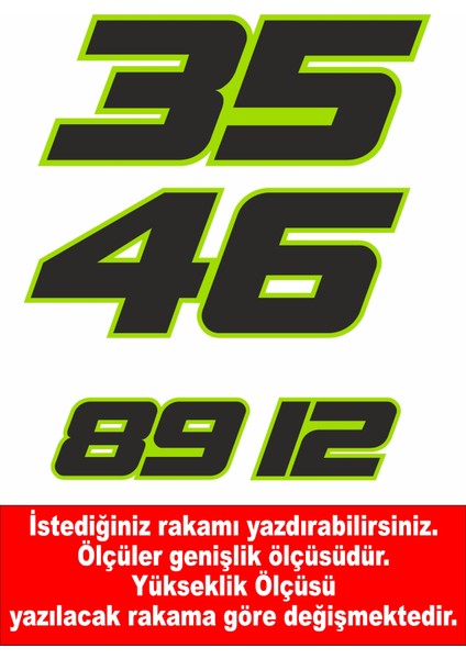 Kişiye Özel Rakam Sticker Araba Oto Motosiklet Karavan Sticker Etiket 00401