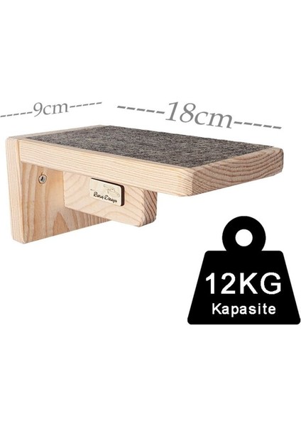 Doğal Ahşap Güçlendirilmiş 18CM Kedi Basamağı Kedi Köprüsü Duvar Yürüyüş Yolu (4 Adet)