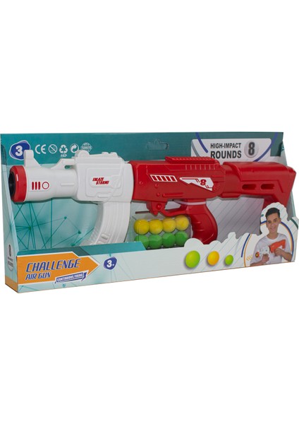 Oyuncak Top Atan Tüfek 50 cm 8 Adet Sünger Top Kırmızı fırsatları