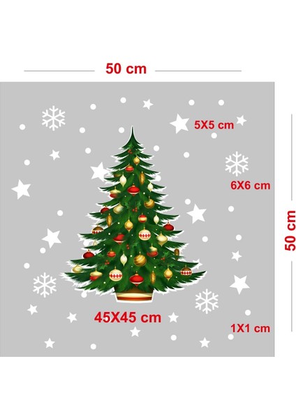 Yılbaşına Özel Kapı Için Çam Ağacı Yılbaşı Süslemesi ve Kar Tanesi Stickerları 45X45CM fırsatları