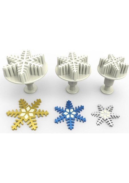 Kar Tanesi 3'lü Büyük Boy Enjektörlü Kopat Şeker Hamuru Enjiektör Set