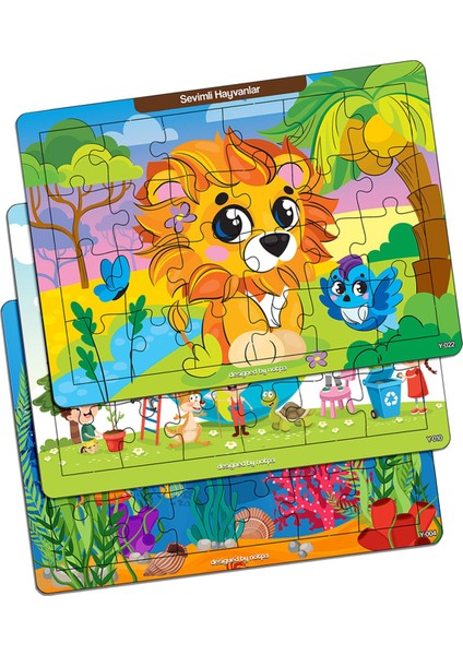 Renkli Ahşap 24 Parça Puzzle Seti, Eğitici ve Öğretici Çocuk Aktivitesi