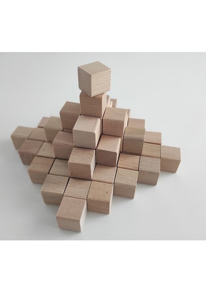 Doğal Ahşap Küp Blok, Montessori Eğitim Seti, 2x2x2 cm, 100-500 parça, Kahverengi, 3+ yaş