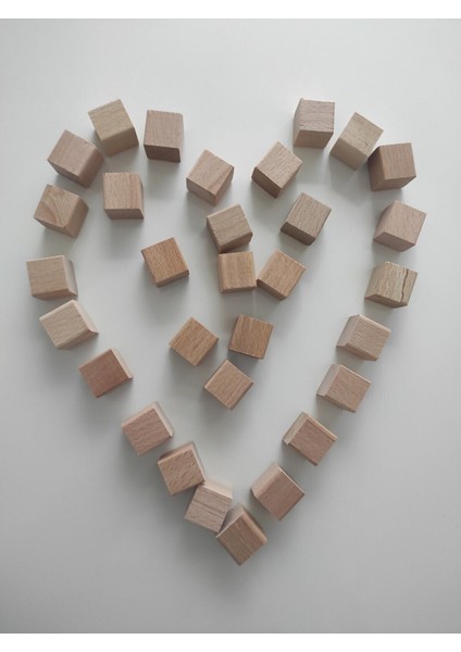 Doğal Ahşap Küp Blok, Montessori Eğitim Seti, 2x2x2 cm, 100-500 parça, Kahverengi, 3+ yaş