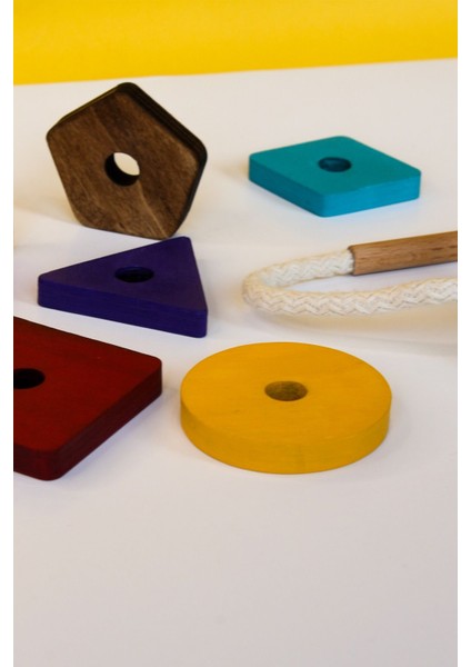 Renkli 7 Parça Ahşap Eğitici Oyuncak Seti, 2+ Yaş, Montessori İp Geçirme indirimleri