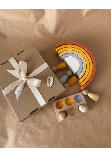 Pastel Renkli 6 Parçalı Gökkuşağı Peg Bebek Tablası Eşleştirme Seti, 1+ Yaş indirimleri