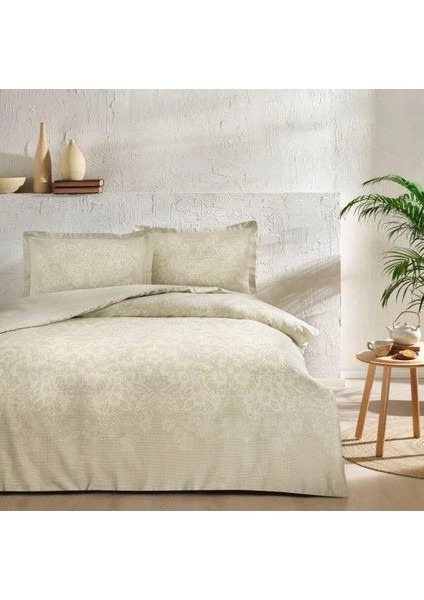 Çift Kişilik Saten Nevresim Takımı Herta Bej