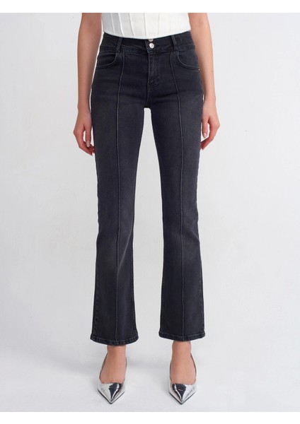 Nervür Dikişli Siyah Denim Pantolon modelleri