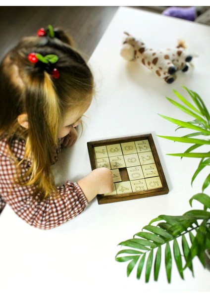 Montessori Eğitici Doğal Ahşap Oyuncak – Zeka ve Strateji Oyunu – 15 Sayıdan Oluşan Bulmaca