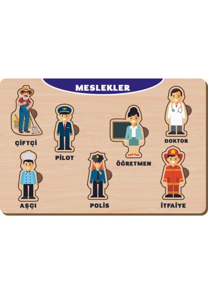 Ahşap Bul Tak Eğitici Yapboz Meslekler