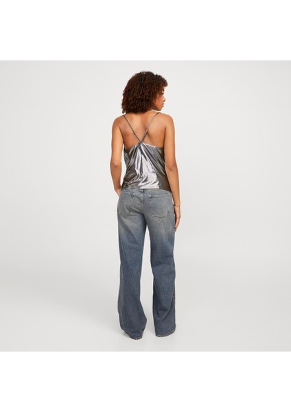 Kadın Kare Yaka Parlak Bluz - Dina modelleri