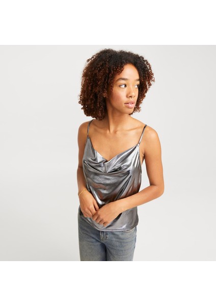 Kadın Kare Yaka Parlak Bluz - Dina fırsatları