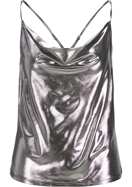 Kadın Kare Yaka Parlak Bluz - Dina indirimleri