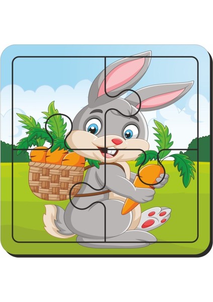 Sevimli Tavşan 4 Parça Yapboz Ilk Puzzle, Kolay Puzzle