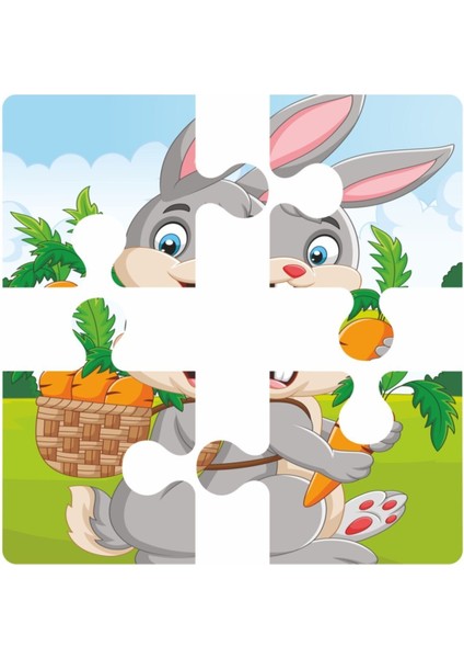 Sevimli Tavşan 4 Parça Yapboz Ilk Puzzle, Kolay Puzzle