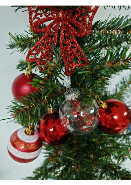 6 cm 5 Adet Premıum Yılbaşı Ağaç Süsleme Topları ve 10 cm Fiyonk Süs - 6'lı Paket - YIL063