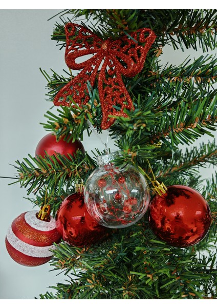 6 cm 5 Adet Premıum Yılbaşı Ağaç Süsleme Topları ve 10 cm Fiyonk Süs - 6'lı Paket - YIL063 fiyatları
