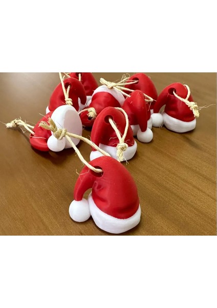 Noel Baba Şapkası Yılbaşı Ağacı Süsü - 9'lu