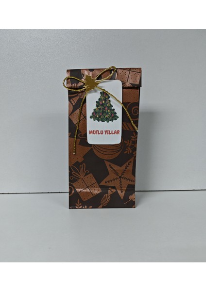 Yılbaşı Temalı Renkli Desenli Paketi Seti 8X20X5 cm -Hediye Poşeti - 10 Adet - Ç059