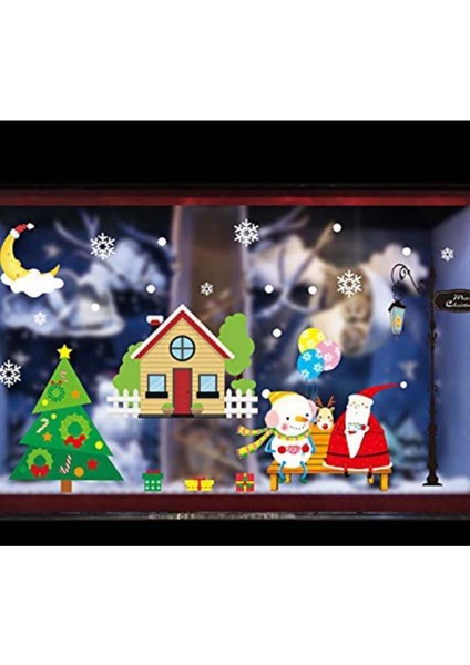 Yılbaşı Temalı Renkli Plastik Elektrostatik Çıkartma Sticker