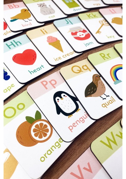 Renkli Ahşap İngilizce Alfabe Kartları Seti, 1+ Yaş, Kreş ve Anaokulu Eğitim için