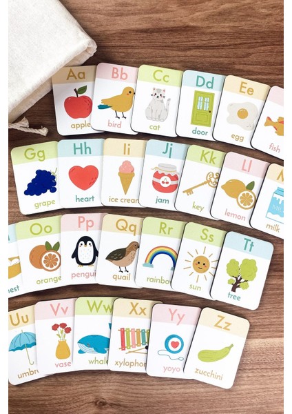 Renkli Ahşap İngilizce Alfabe Kartları Seti, 1+ Yaş, Kreş ve Anaokulu Eğitim için modelleri