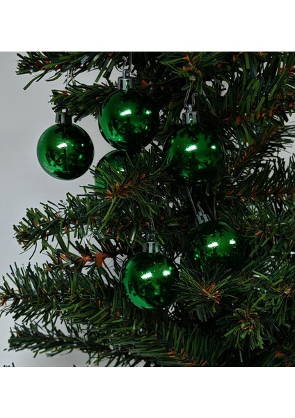 4 cm Parlak Yeşil Renk Yılbaşı Ağaç Süsleme Topları 6'lı Paket - YIL055