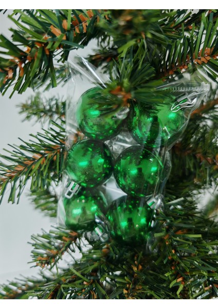 4 cm Parlak Yeşil Renk Yılbaşı Ağaç Süsleme Topları 6'lı Paket - YIL055 fiyatları
